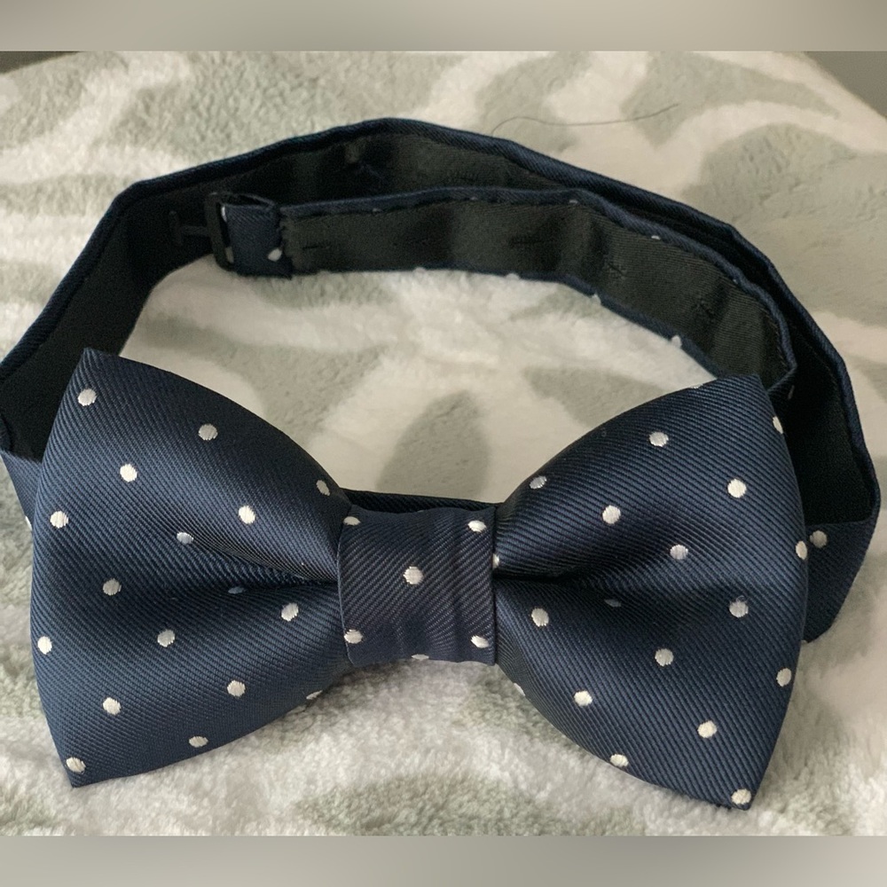 Silver Polka Dot Pre-Tie Bow Tie
